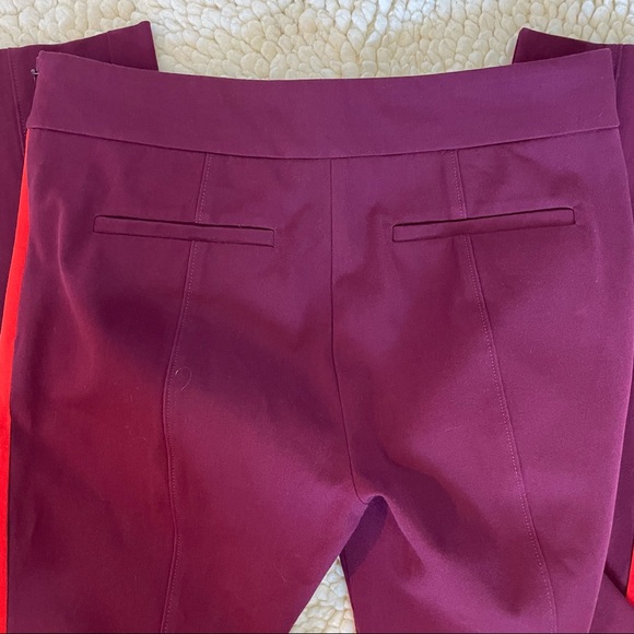 ANTHROPOLOGIE Burgundy w/Red Side Stripe Essential Slim Pants Women Size 6 - Picture 7 of 9